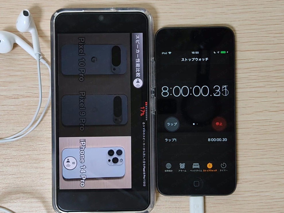 Galaxy S22(中古)でYouTube動画を再生している写真。画面の明るさ4段階でYouTube動画視聴した際のバッテリー持ちを比較検証する